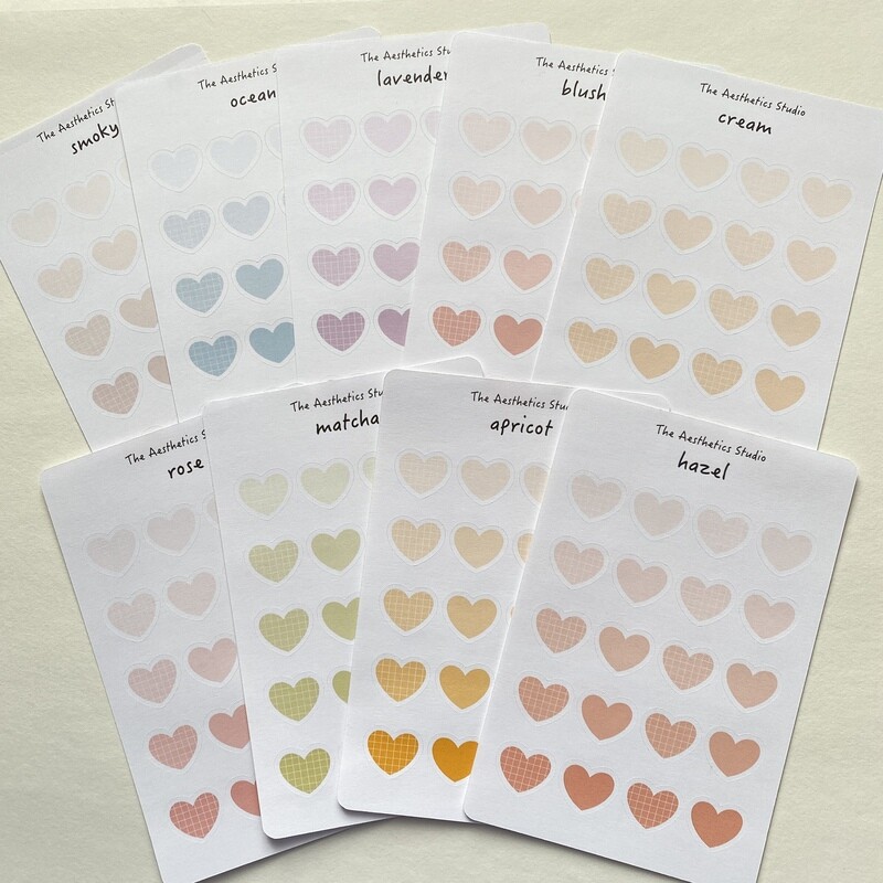 hearts &amp; abstract blobs sticker sheet