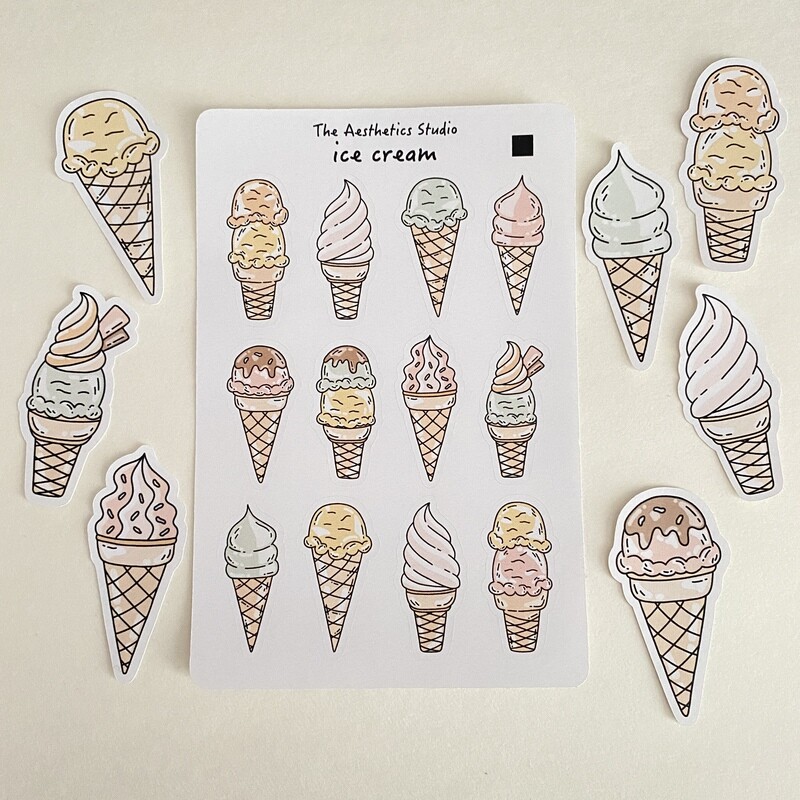 ice cream &amp; idyllic sky sticker sheet