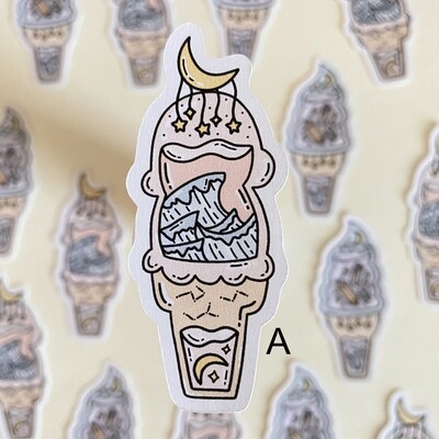 celestial ice cream die cut sticker