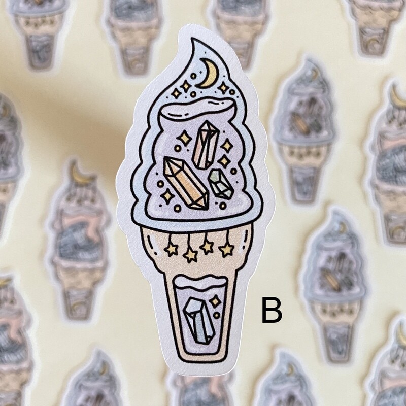 celestial ice cream die cut sticker