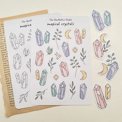 magical moon and magical crystals sticker sheet