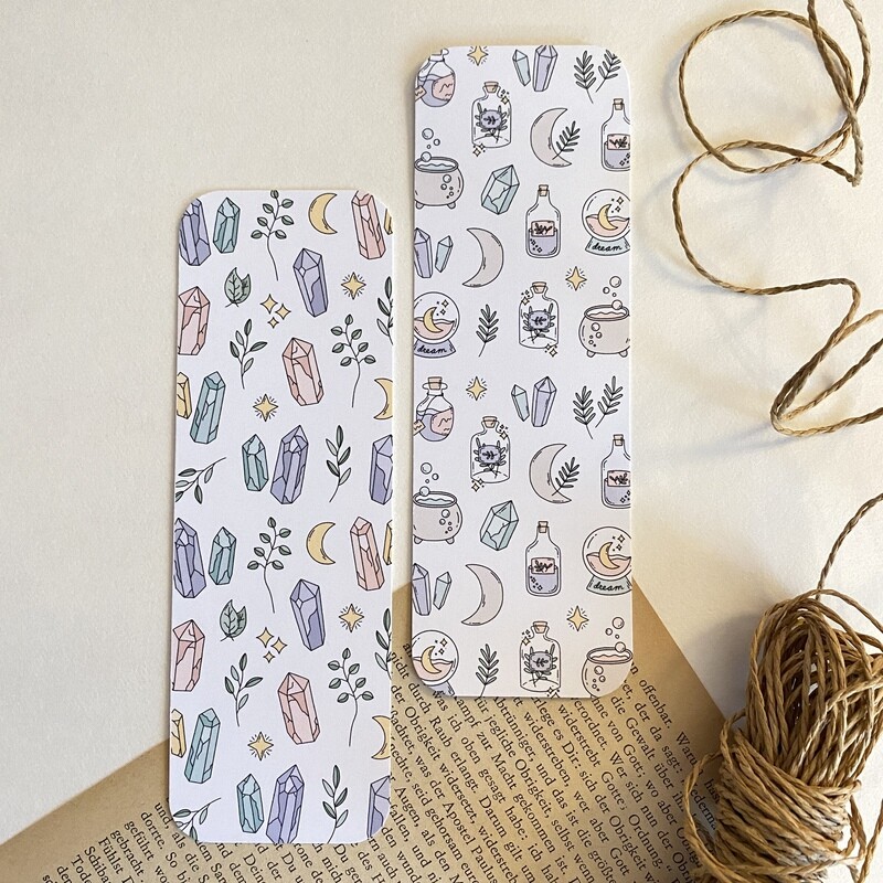 magical moon and crystals bookmarks