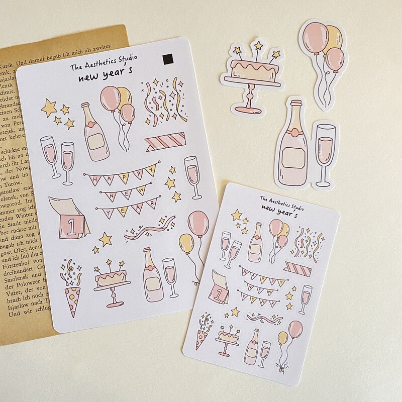new year&#39;s sticker sheet