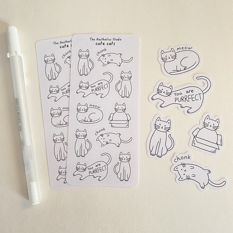 cute cats &amp; happy birthday sticker set