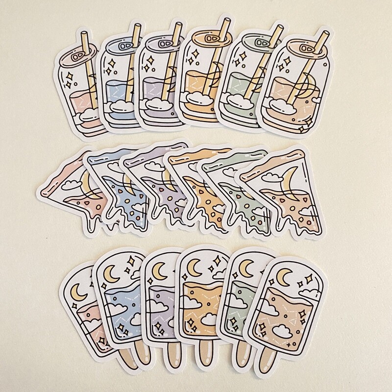 celestial food sticker collection