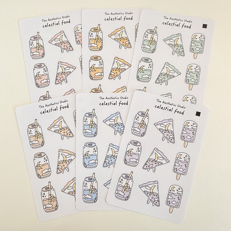 celestial food sticker collection