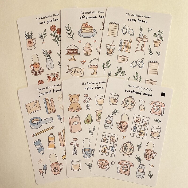 cozy at home sticker collection