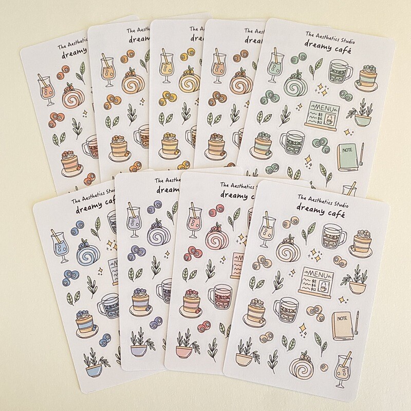 dreamy cafe sticker sheet