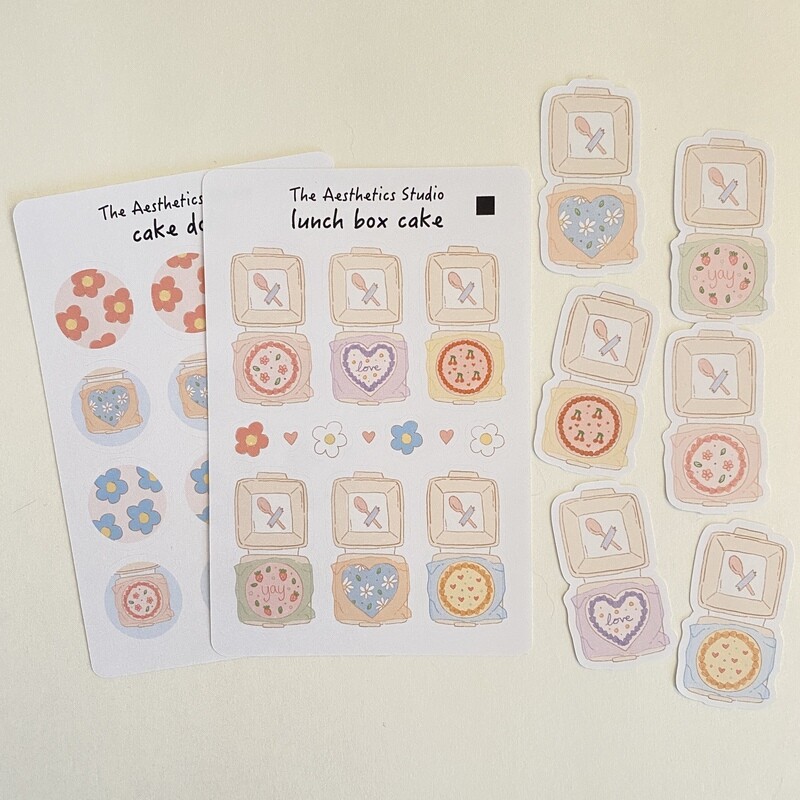 lunch box cake sticker sheet