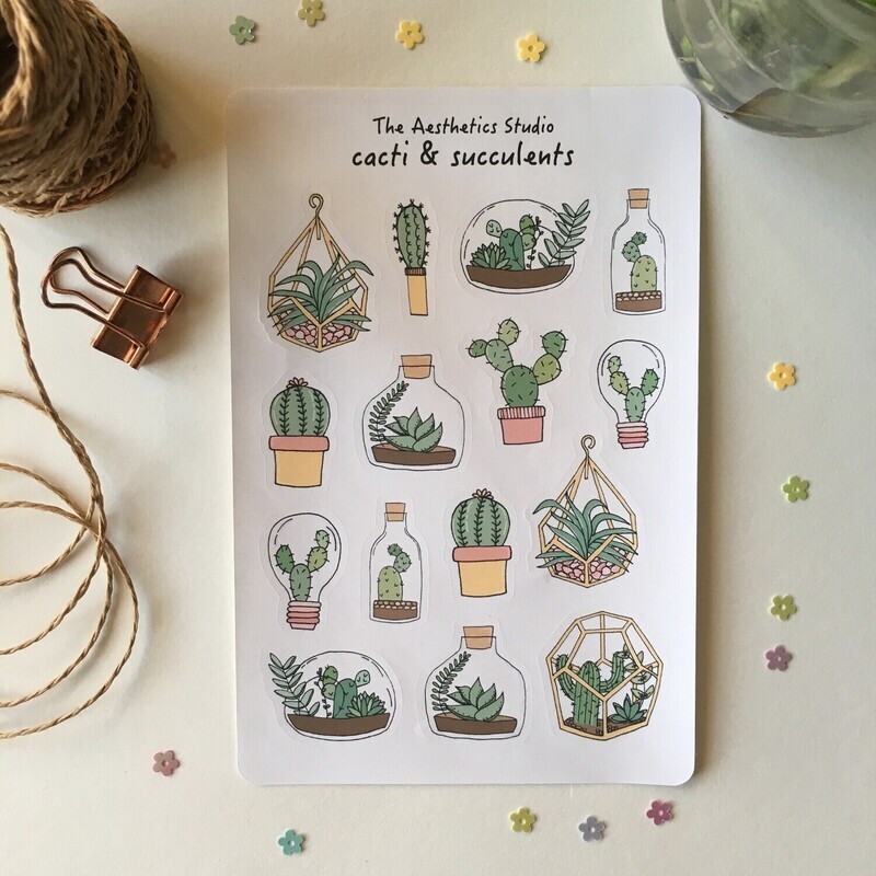 vintage memories and cacti &amp; succulents sticker sheet