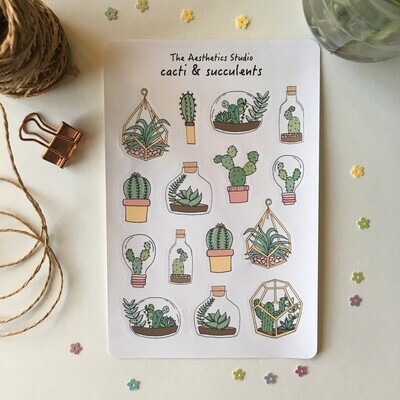 vintage memories and cacti &amp; succulents sticker sheet