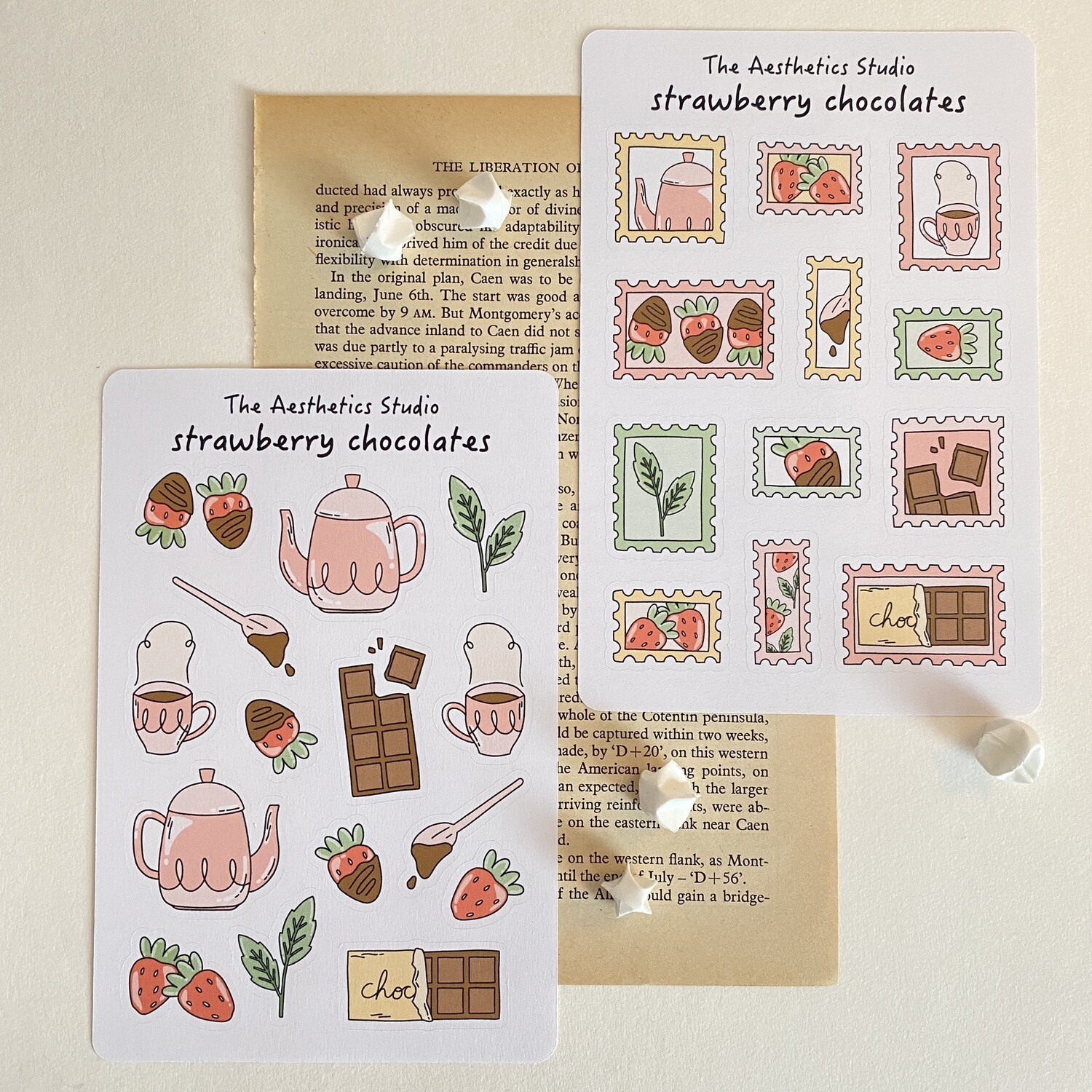 strawberry chocolates sticker sheet