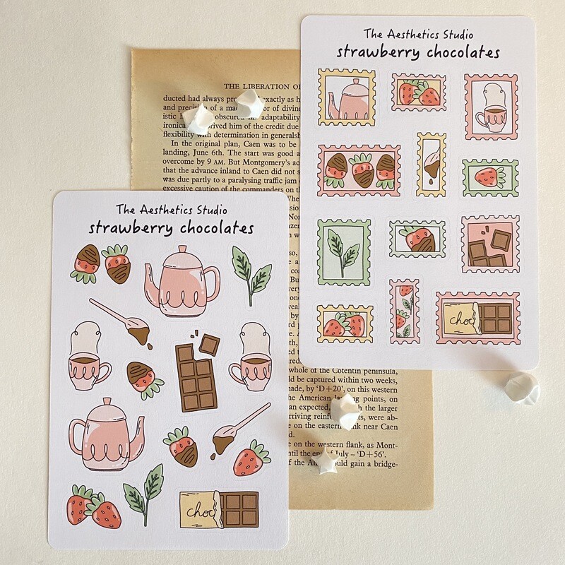 strawberry chocolates sticker sheet