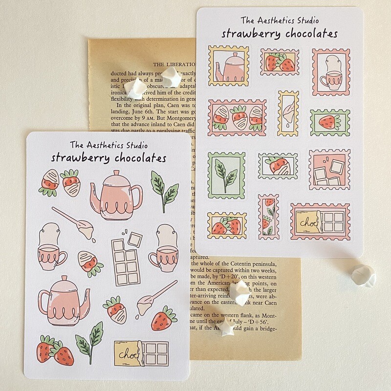 strawberry chocolates sticker sheet
