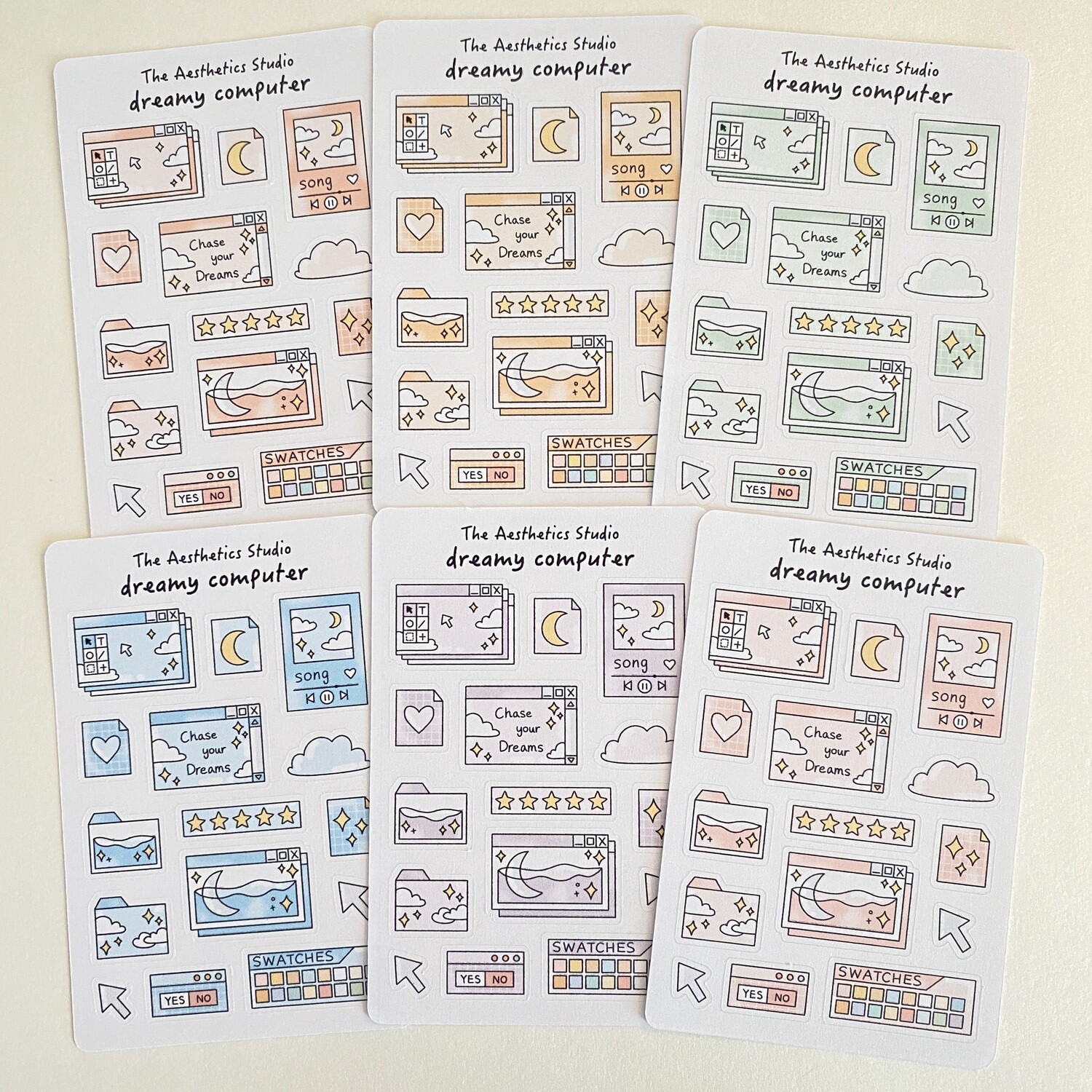 dreamy computer sticker sheet