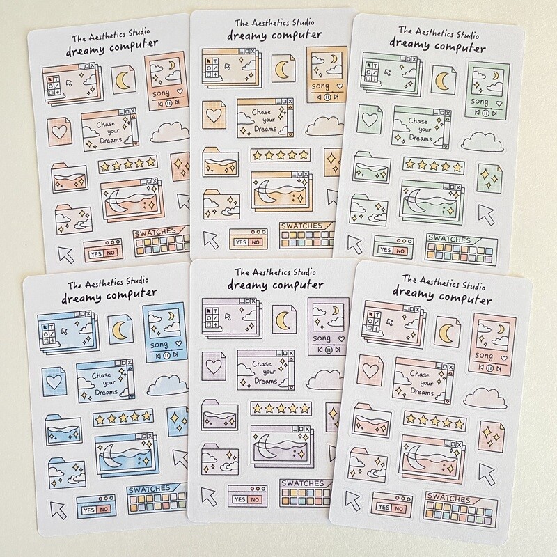 dreamy computer sticker sheet