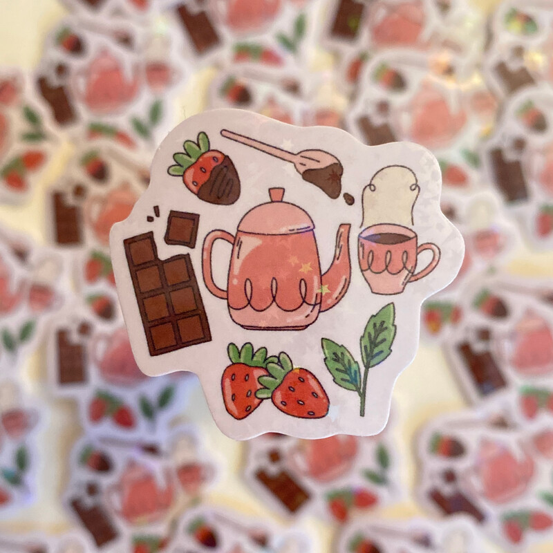 strawberry chocolate glitter sticker