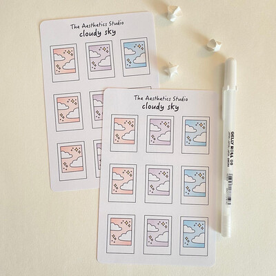 pastel grid &amp; cloudy sky sticker sheet