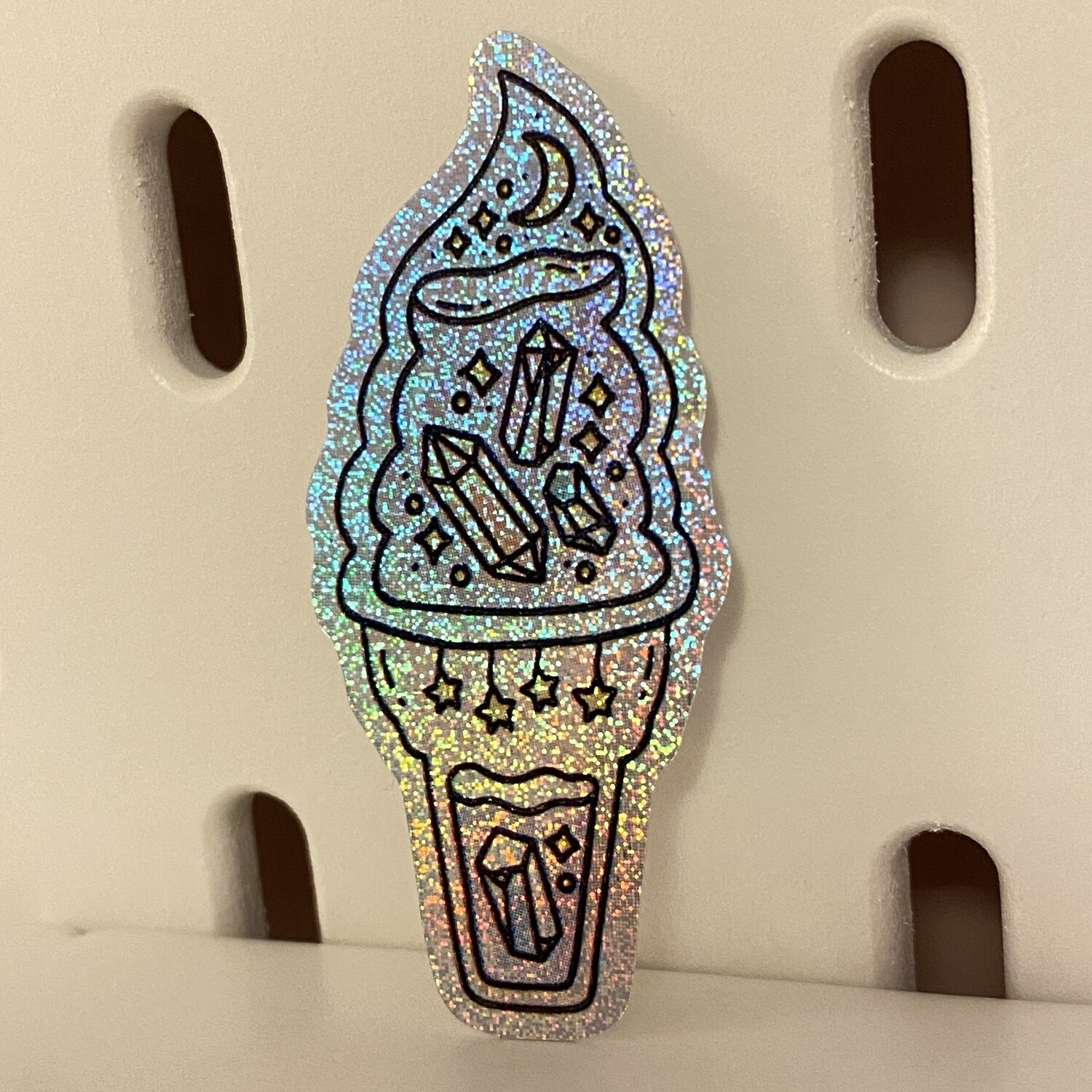 celestial ice cream glitter holographic sticker