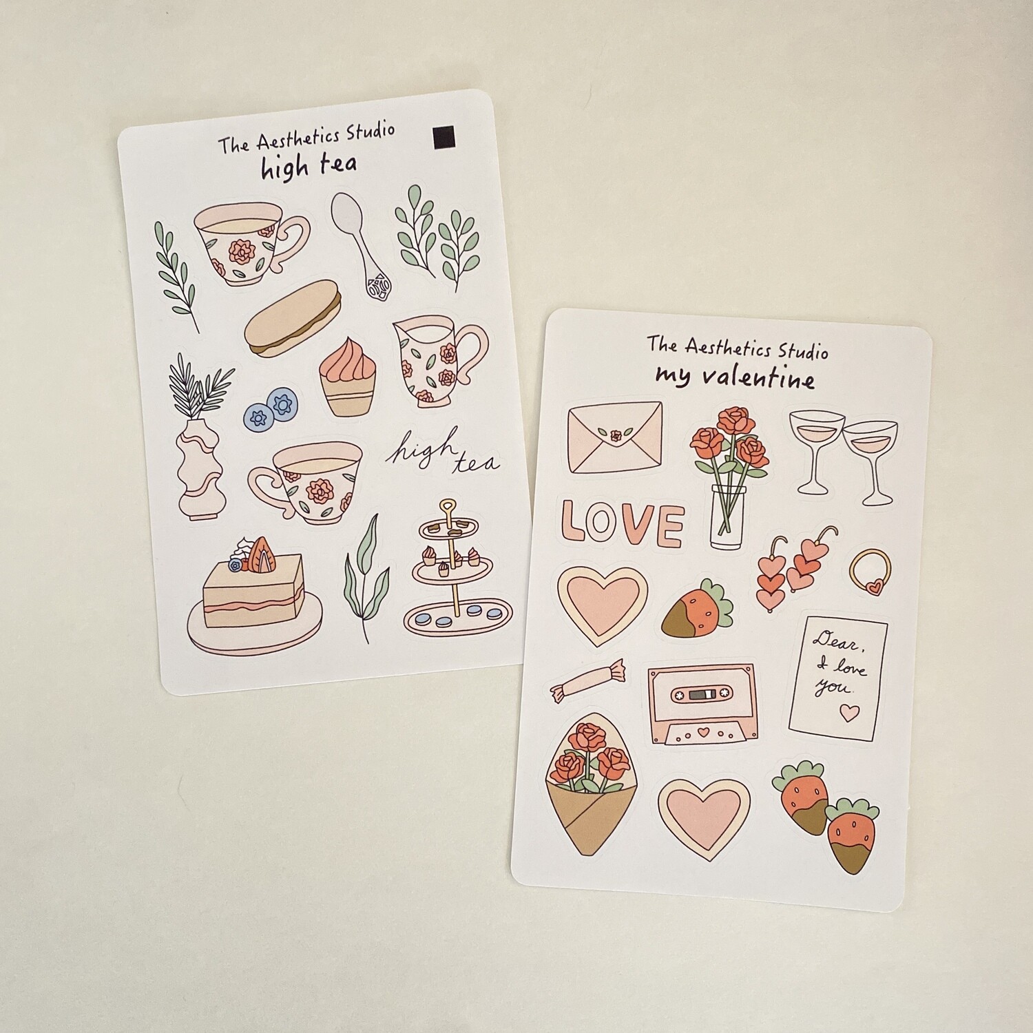 high tea & my valentine sticker sheets