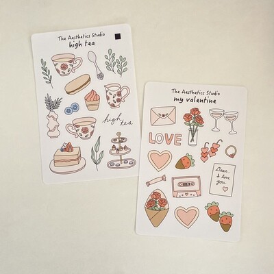high tea & my valentine sticker sheets