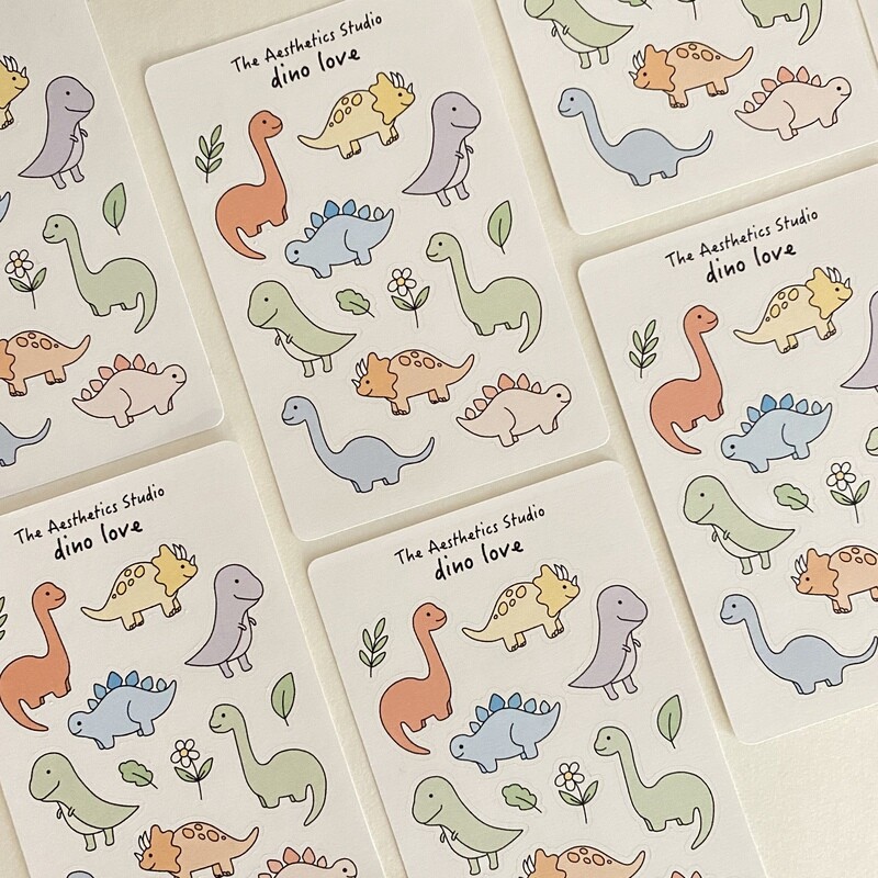 dino love &amp; little doodle sticker sheet