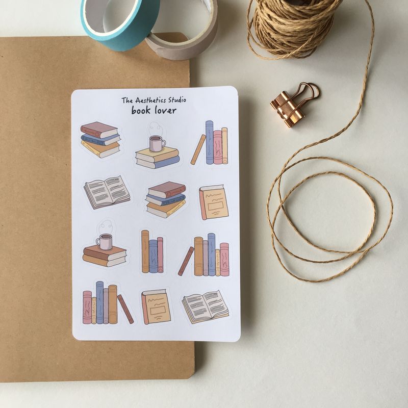 tea time &amp; book lover sticker sheet