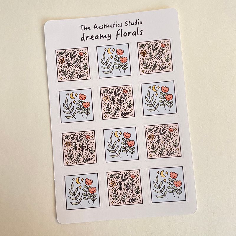 leaves &amp; dreamy florals sticker sheet
