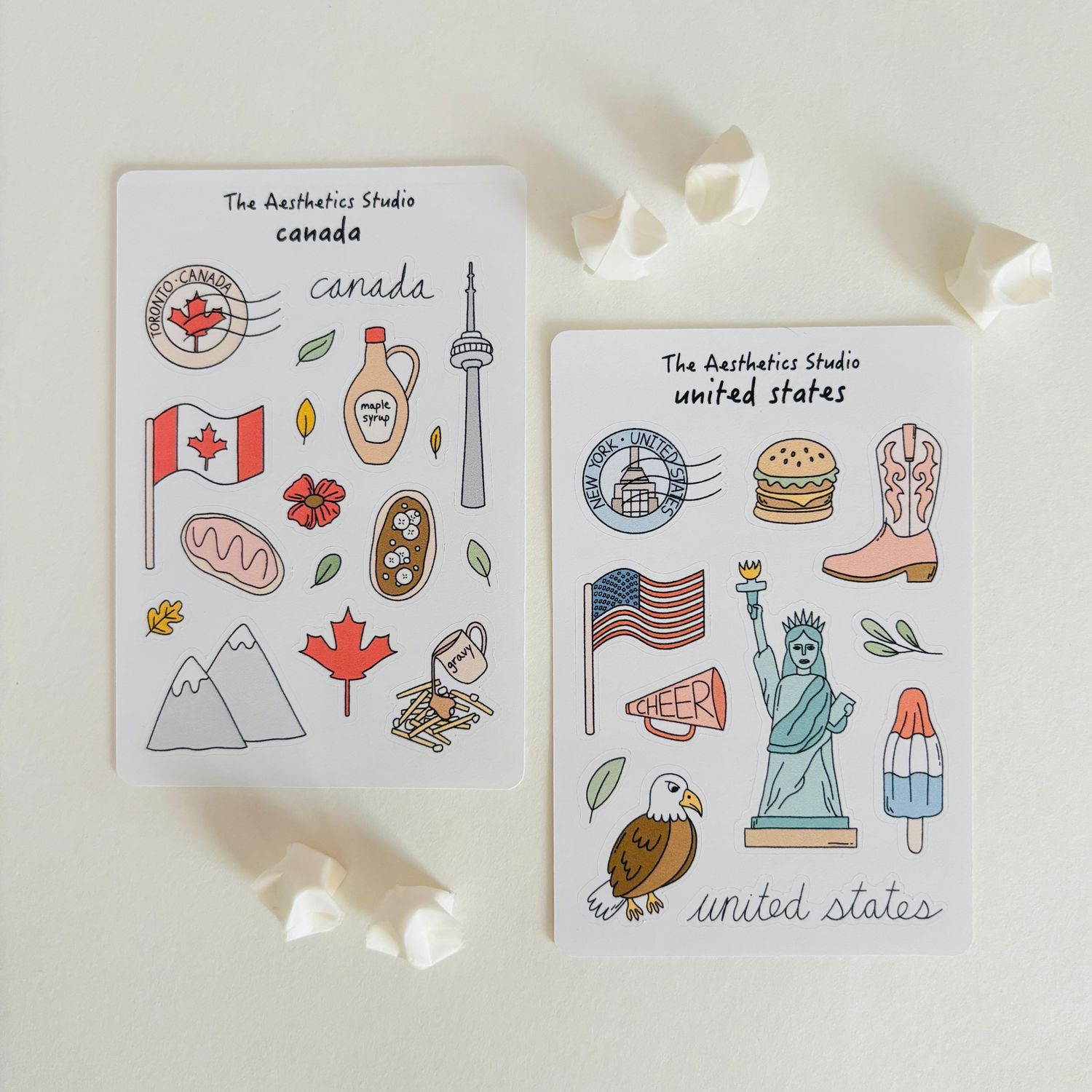 canada &amp; us sticker sheet