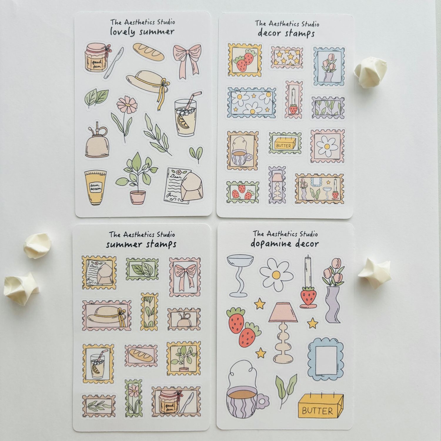 whimsical summer sticker collection