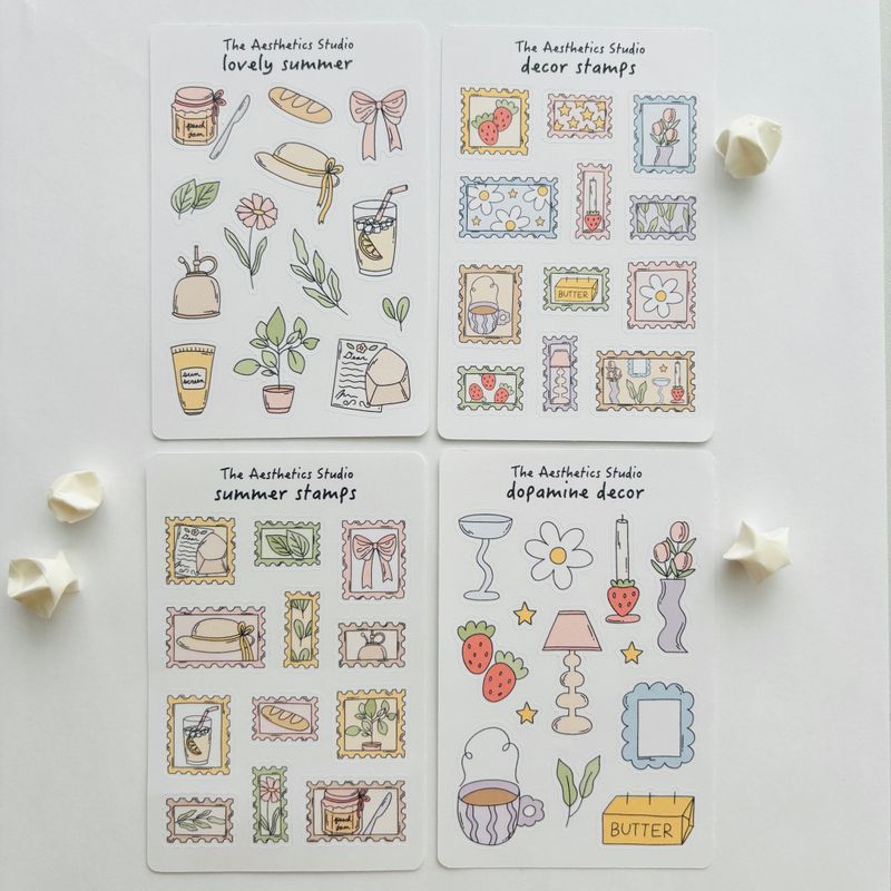 whimsical summer sticker collection