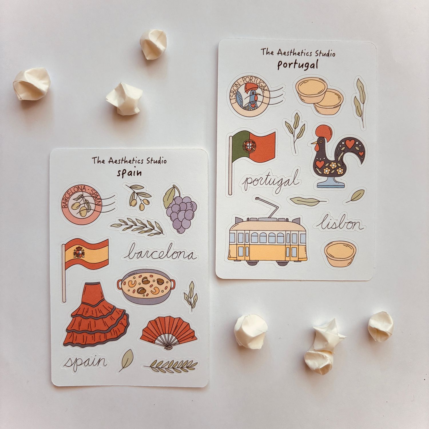 Travel Spain and Portugal sticker sheet