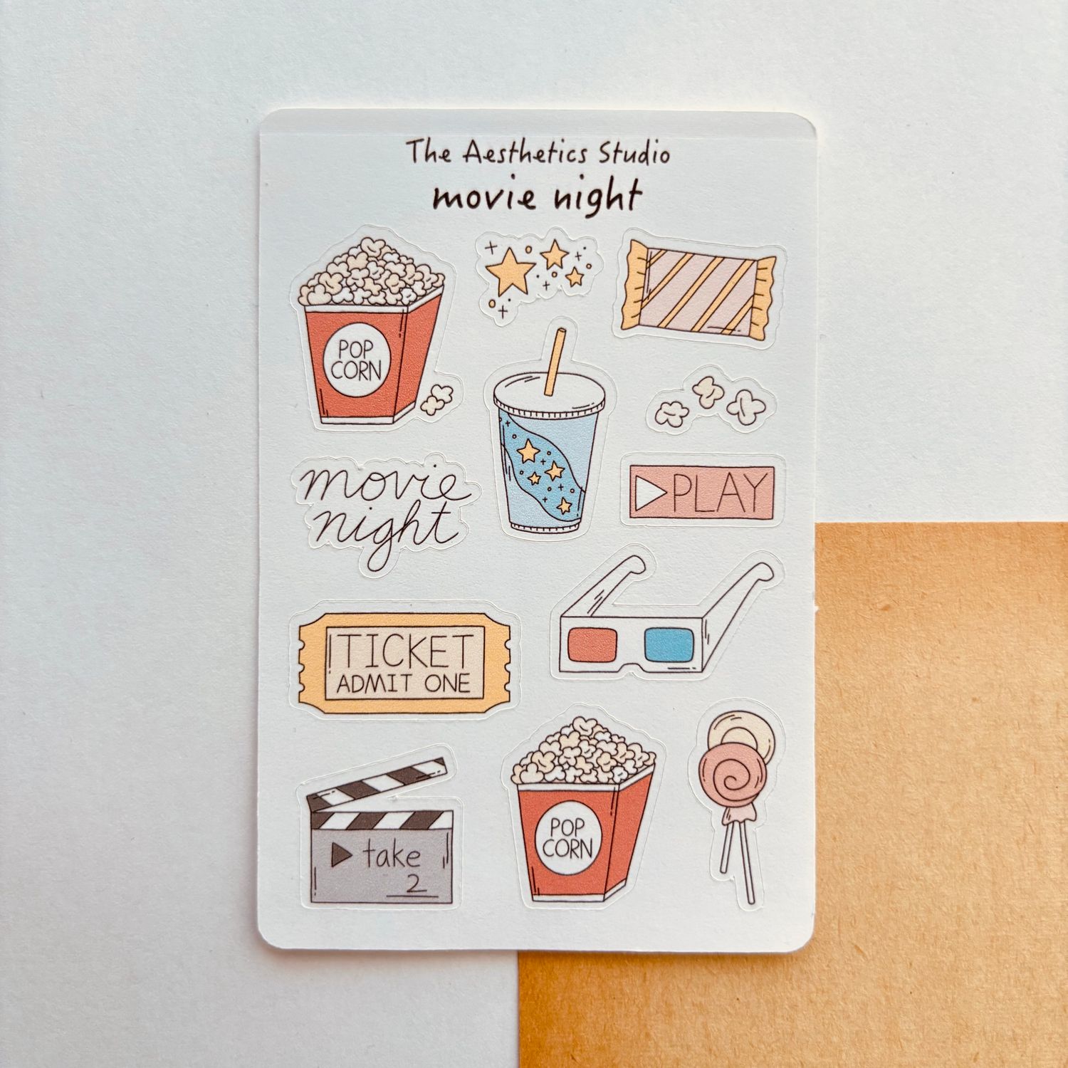 movie night and little animals sticker sheet