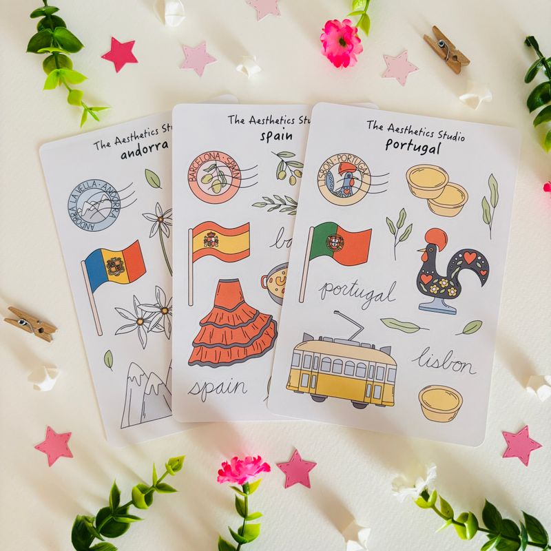 Travel Spain, Portugal and Andorra sticker sheet