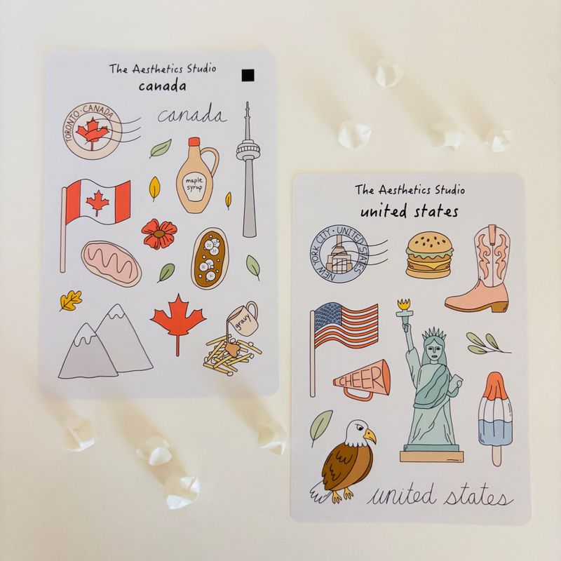 canada &amp; us sticker sheet