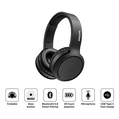 Audífonos Bluetooth Over Ear Philips TAH5205 C/ 29 HRS de batería