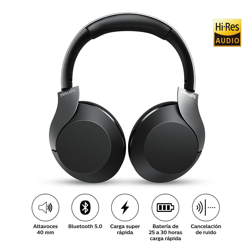 Audífonos Bluetooth Over Ear Philips Noise cancelling con Alta Resolución TAH8505BK