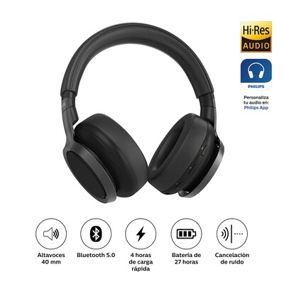 Audifonos Bluetooth Over Ear Philips TAH9505BK Noise Cancelling