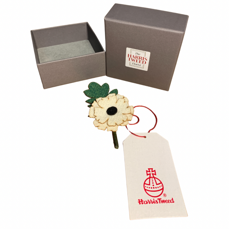 Harris Tweed® Flower Wearable - Poppy - White
