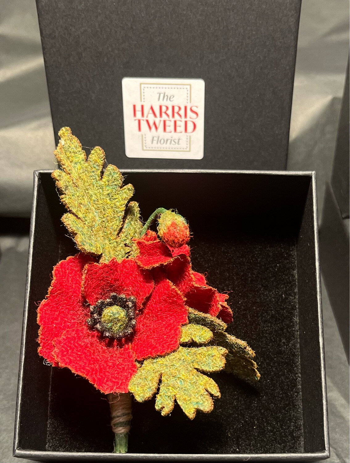 Harris Tweed® Flower Wearable Red Poppy Duo