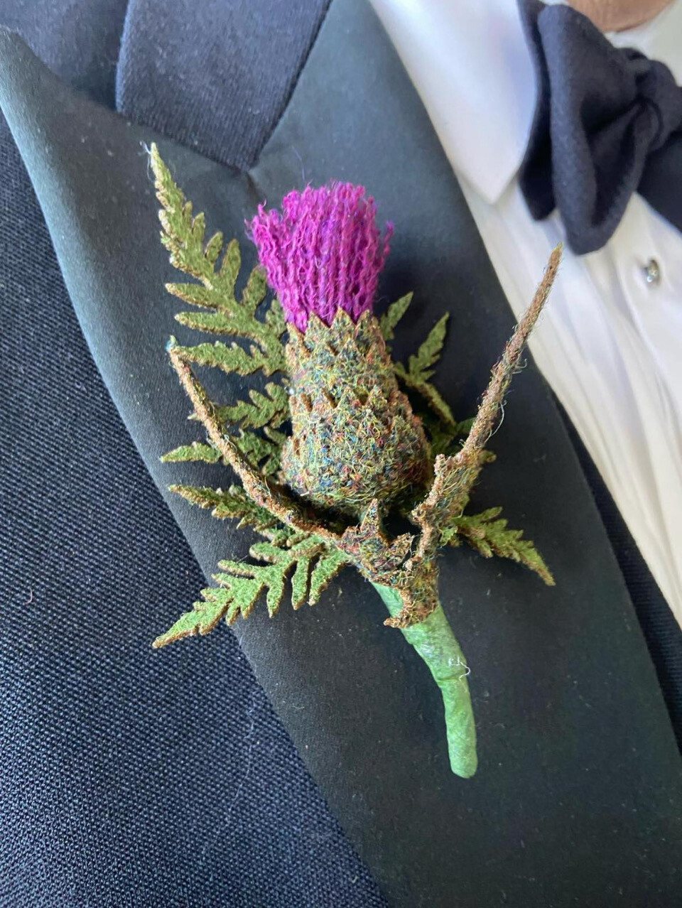 Harris Tweed® Flower Wearable - Thistle &amp; Fern
