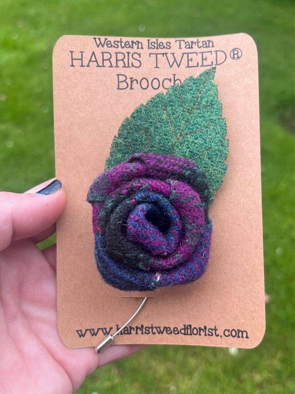 Harris Tweed® Flower Wearable Brooch - Western Isles Tartan
