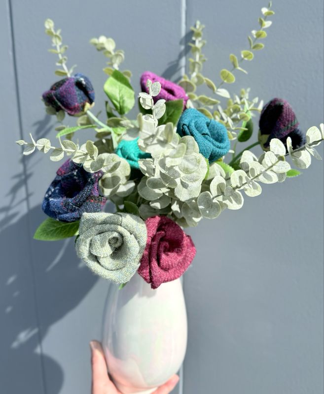 Single Stem Rolled Harris Tweed Rose