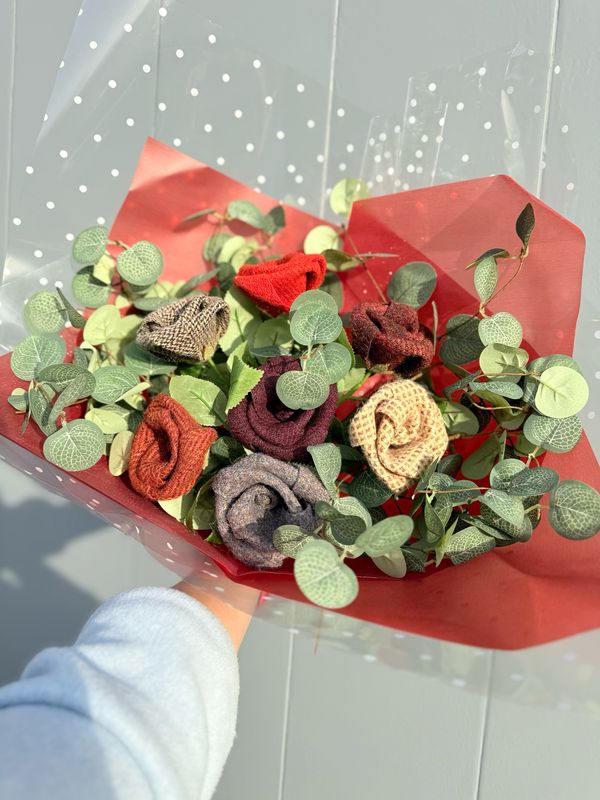 Single Stem Rolled Harris Tweed Rose