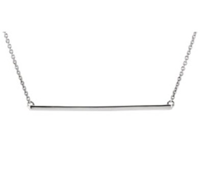 14KT White Gold Straight Bar Necklace