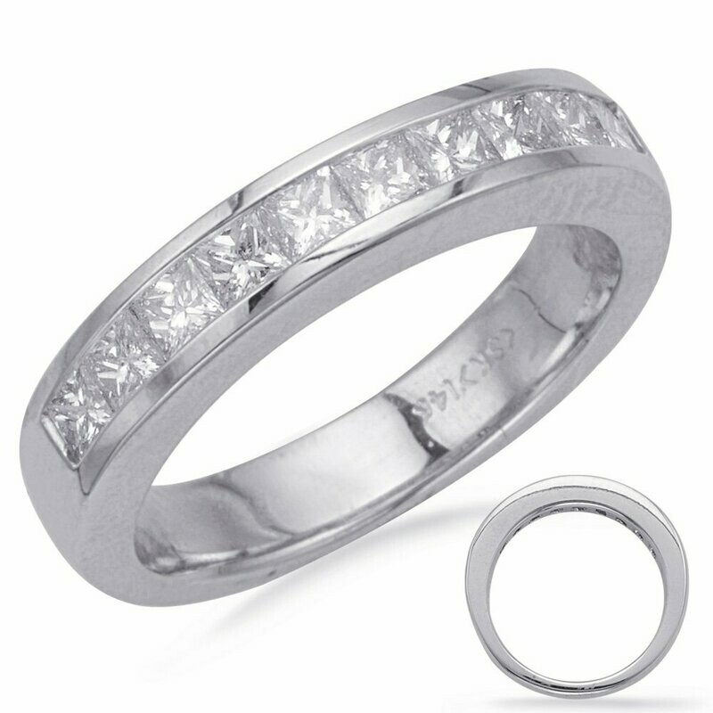 14KT White Gold .9CTW Princess Diamond  Channel Band