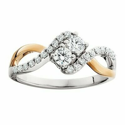 14KT TwoTone .25CTW Side-by-Side Diamond Ring