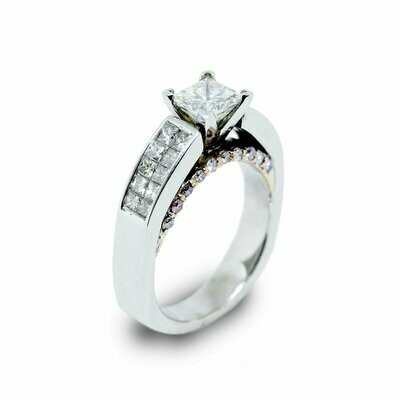 14KT Two-Tone Princess 1.85CTW Diamond Engagement Ring