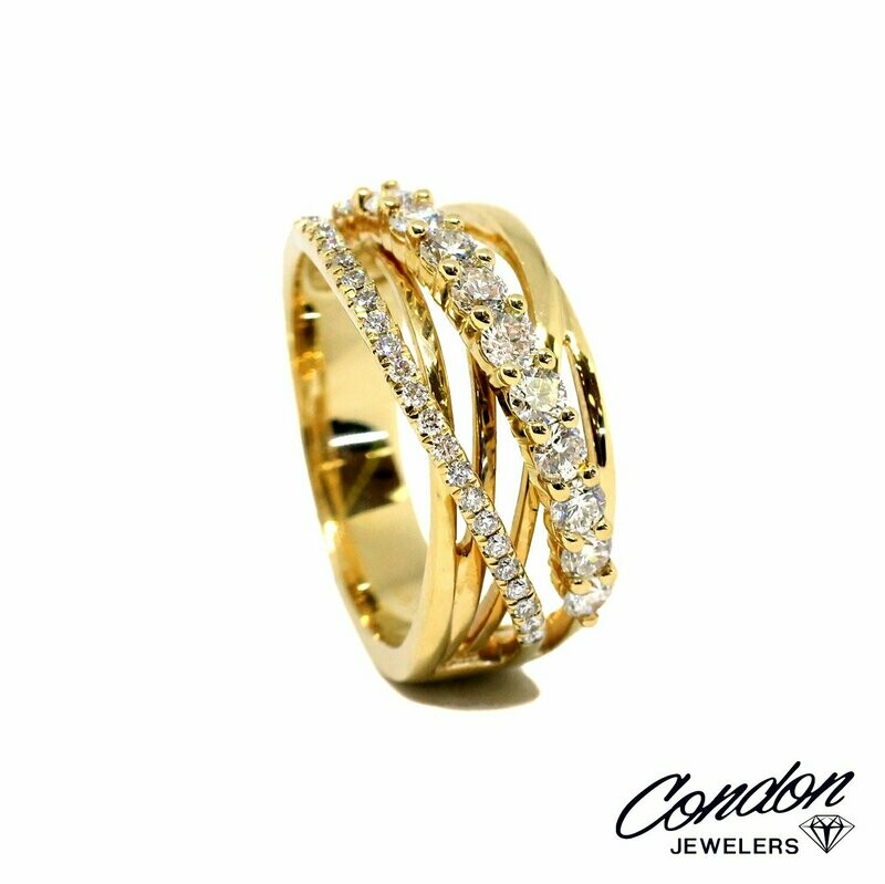 14KT Yellow Gold Interlock Crossed Diamond Band
