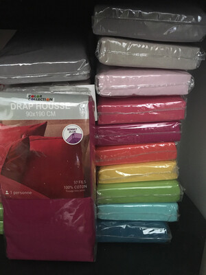 Drap housse uni 1 pers